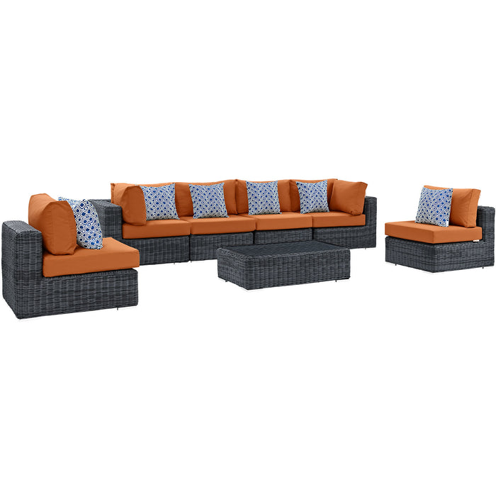 Summon 7 Piece Outdoor Patio Sunbrella® Sectional Set 2392-GRY-TUS-SET