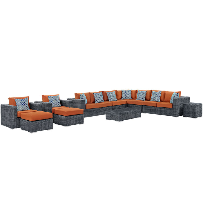 Summon 11 Piece Outdoor Patio Sunbrella® Sectional Set 2394-GRY-TUS-SET