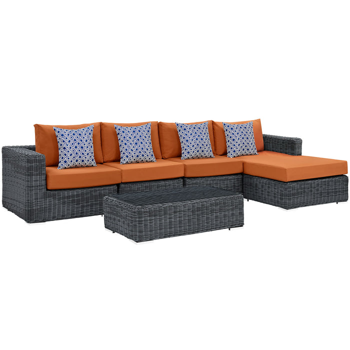 Summon 5 Piece Outdoor Patio Sunbrella® Sectional Set 2395-GRY-TUS-SET