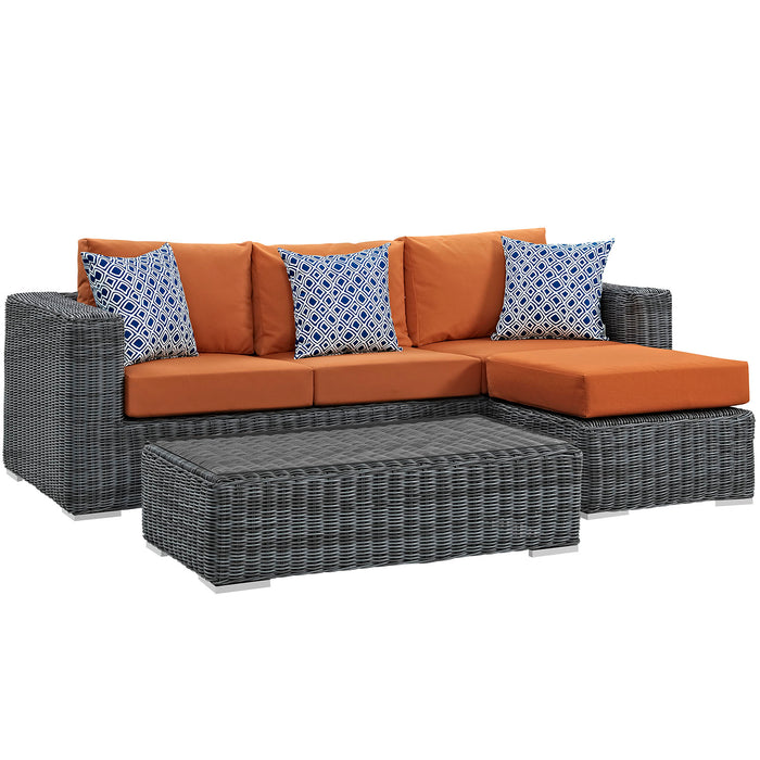 Summon 3 Piece Outdoor Patio Sunbrella® Sectional Set 2397-GRY-TUS-SET