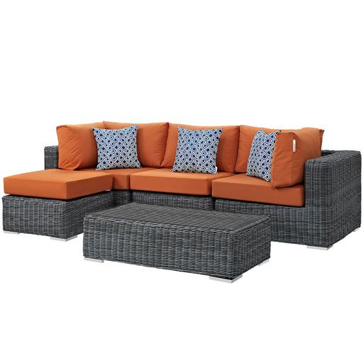 Summon 5 Piece Outdoor Patio Sunbrella® Sectional Set 2398-GRY-TUS-SET