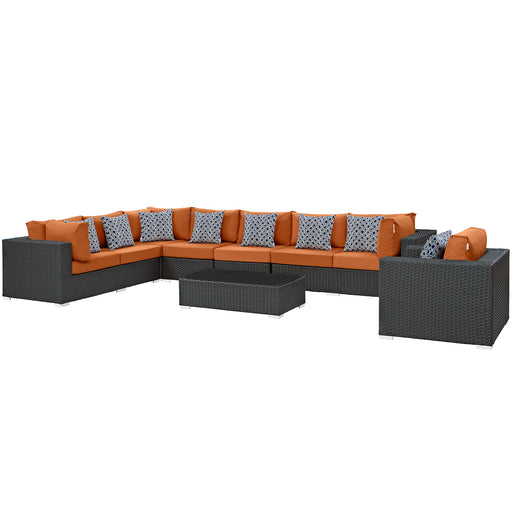 Sojourn 7 Piece Outdoor Patio Sunbrella® Sectional Set 2399-CHC-TUS-SET