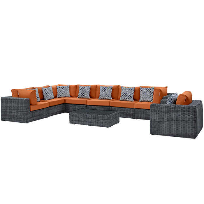 Summon 7 Piece Outdoor Patio Sunbrella® Sectional Set 2400-GRY-TUS-SET