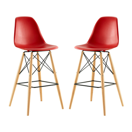 Pyramid Dining Side Bar Stool Set of 2 2422-RED-SET