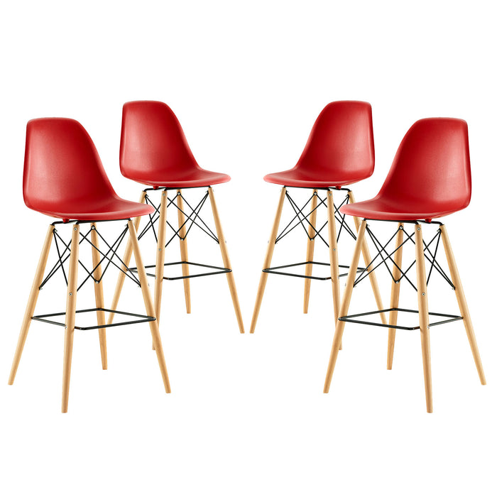 Pyramid Dining Side Bar Stool Set of 4 2423-RED-SET