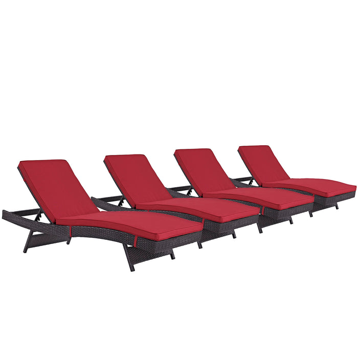 Convene Chaise Outdoor Patio Set of 4 2429-EXP-RED-SET