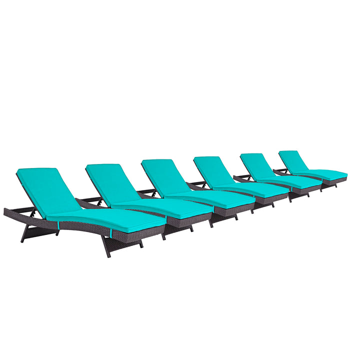 Convene Chaise Outdoor Patio Set of 6 2430-EXP-TRQ-SET