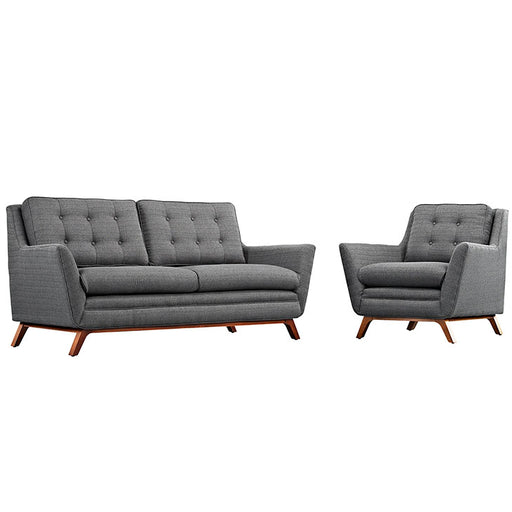 Beguile Living Room Set Upholstered Fabric Set of 2 2432-DOR-SET