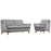 Beguile Living Room Set Upholstered Fabric Set of 2 2432-GRY-SET