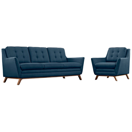 Beguile Living Room Set Upholstered Fabric Set of 2 2433-AZU-SET