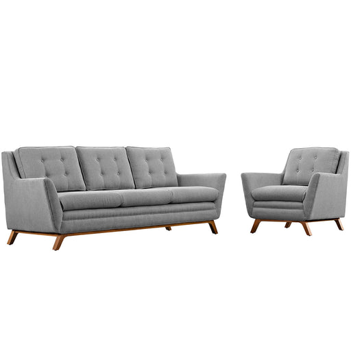 Beguile Living Room Set Upholstered Fabric Set of 2 2433-GRY-SET