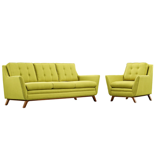 Beguile Living Room Set Upholstered Fabric Set of 2 2433-WHE-SET