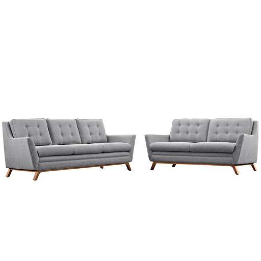 Beguile Living Room Set Upholstered Fabric Set of 2 2434-GRY-SET