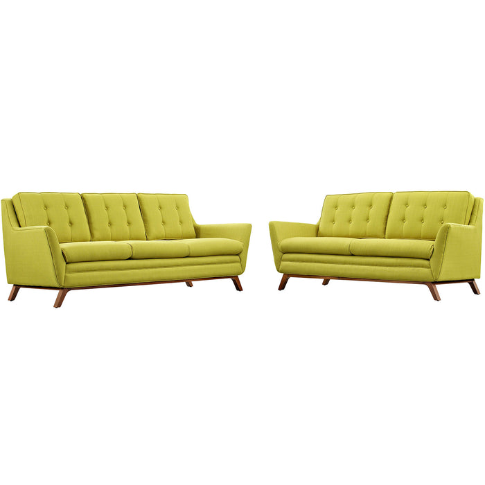 Beguile Living Room Set Upholstered Fabric Set of 2 2434-WHE-SET