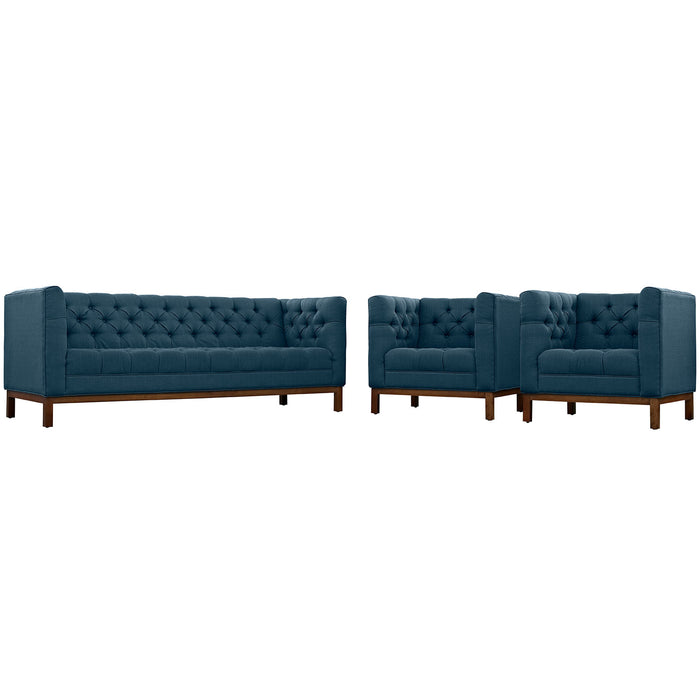 Panache Living Room Set Upholstered Fabric Set of 3 2435-AZU-SET