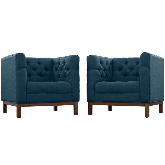 Panache Living Room Set Upholstered Fabric Set of 2 2436-AZU-SET