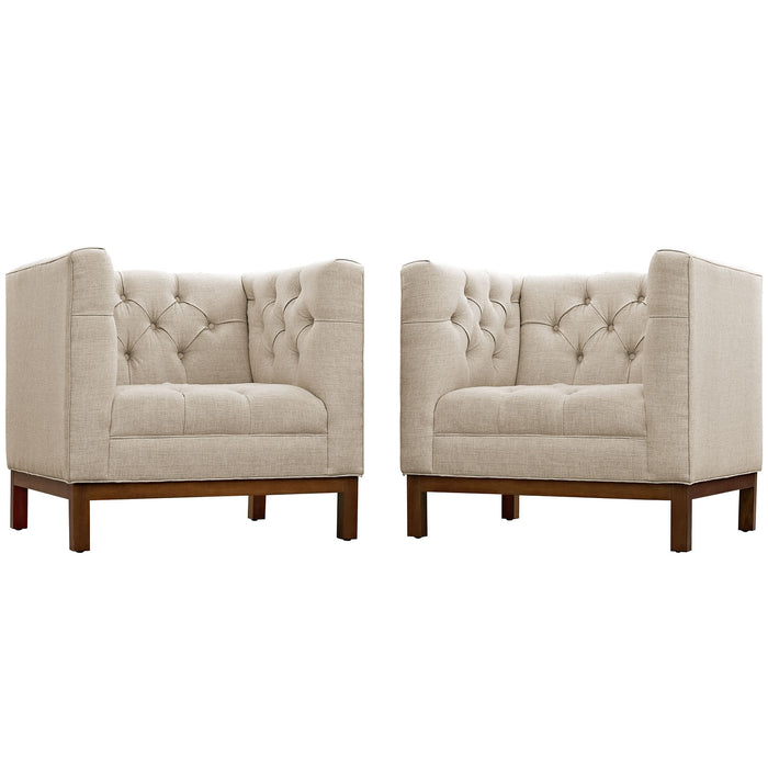 Panache Living Room Set Upholstered Fabric Set of 2 2436-BEI-SET