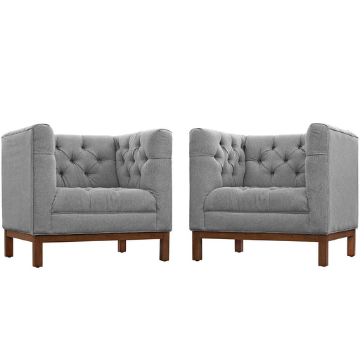 Panache Living Room Set Upholstered Fabric Set of 2 2436-GRY-SET