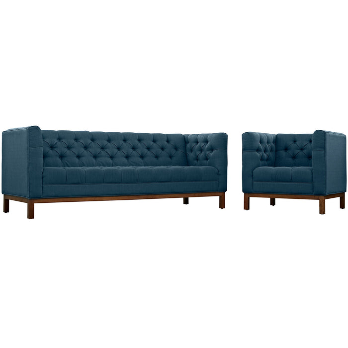 Panache Living Room Set Upholstered Fabric Set of 2 2437-AZU-SET