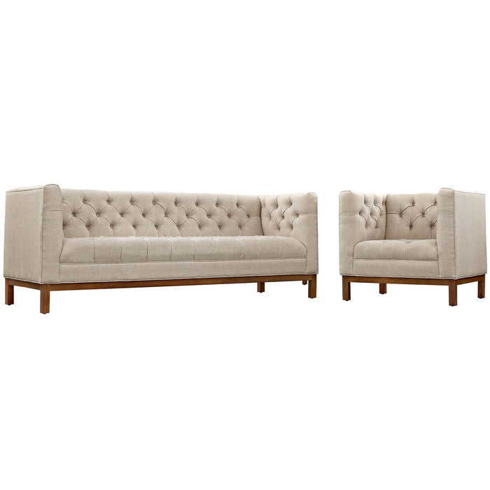 Panache Living Room Set Upholstered Fabric Set of 2 2437-BEI-SET