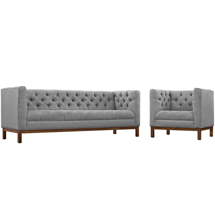 Panache Living Room Set Upholstered Fabric Set of 2 2437-GRY-SET