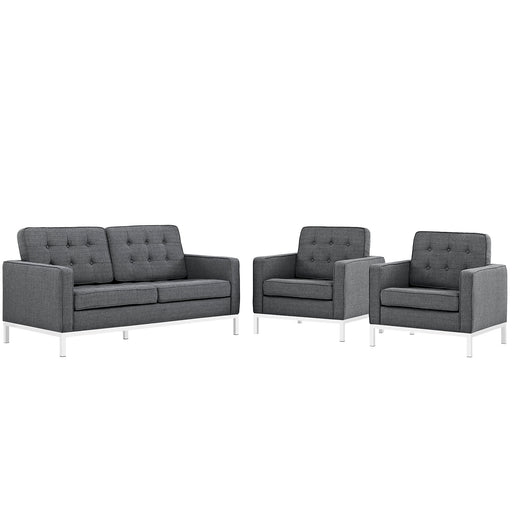 Loft Living Room Set Upholstered Fabric Set of 3 2438-DOSET