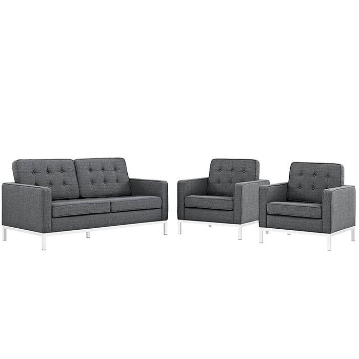 Loft Living Room Set Upholstered Fabric Set of 3 2438-DOR-SET