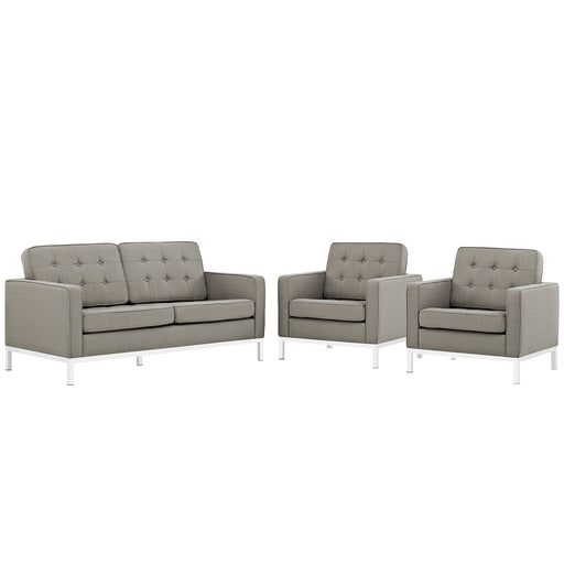 Loft Living Room Set Upholstered Fabric Set of 3 2438-GRA-SET