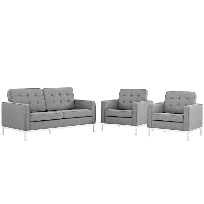 Loft Living Room Set Upholstered Fabric Set of 3 2438-LGSET