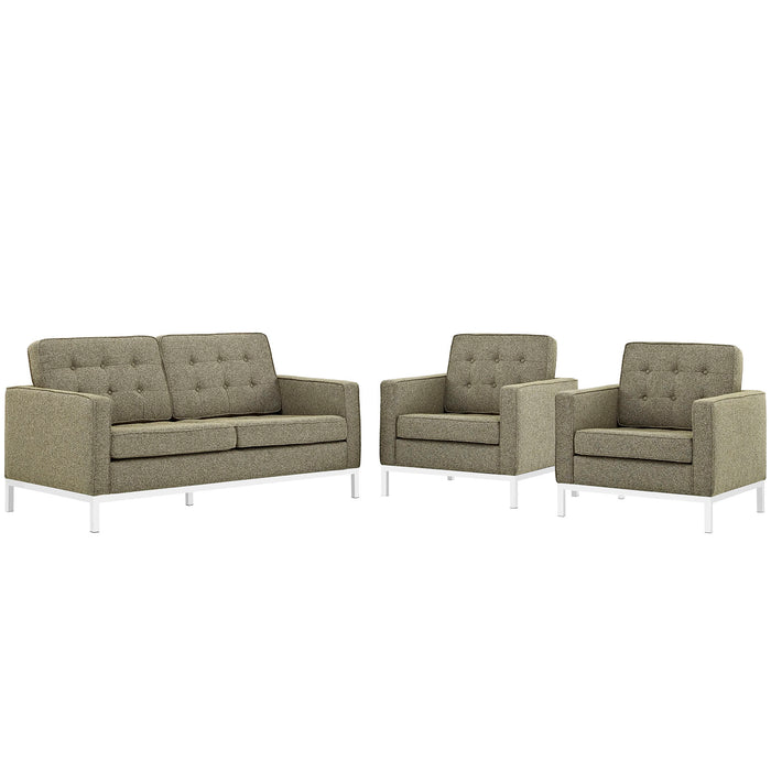 Loft Living Room Set Upholstered Fabric Set of 3 2438-OAT-SET