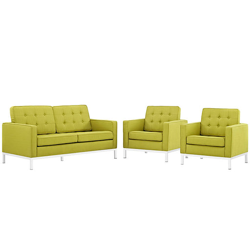 Loft Living Room Set Upholstered Fabric Set of 3 2438-WHE-SET