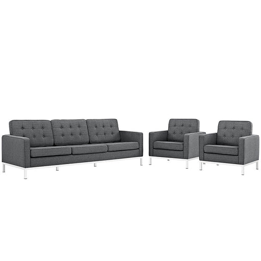 Loft Living Room Set Upholstered Fabric Set of 3 2439-DOR-SET