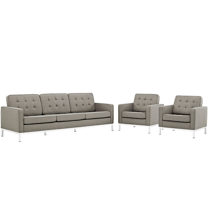 Loft Living Room Set Upholstered Fabric Set of 3 2439-GRA-SET