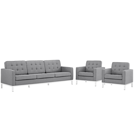 Loft Living Room Set Upholstered Fabric Set of 3 2439-LGSET