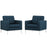 Loft Armchairs Upholstered Fabric Set of 2 2440-AZU-SET