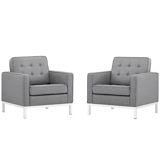 Loft Armchairs Upholstered Fabric Set of 2 2440-LGR-SET