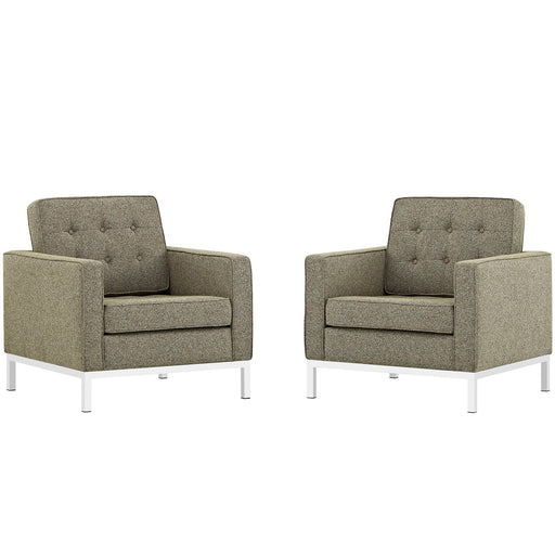 Loft Armchairs Upholstered Fabric Set of 2 2440-OAT-SET