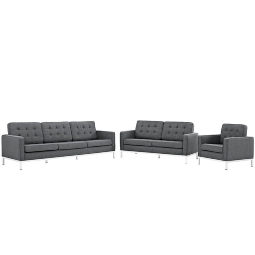 Loft Living Room Set Upholstered Fabric Set of 3 2441-DOSET