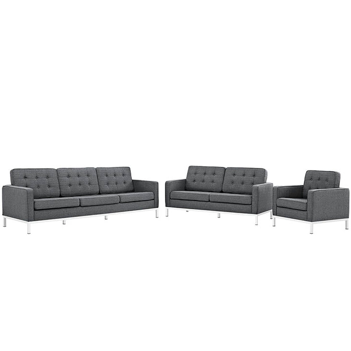 Loft Living Room Set Upholstered Fabric Set of 3 2441-DOR-SET