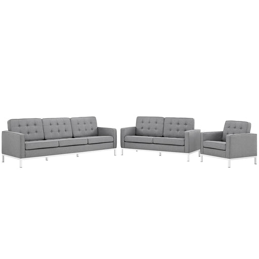 Loft Living Room Set Upholstered Fabric Set of 3 2441-LGSET