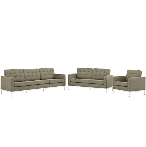 Loft Living Room Set Upholstered Fabric Set of 3 2441-OAT-SET