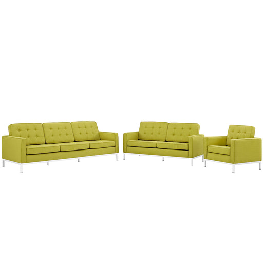 Loft Living Room Set Upholstered Fabric Set of 3 2441-WHE-SET