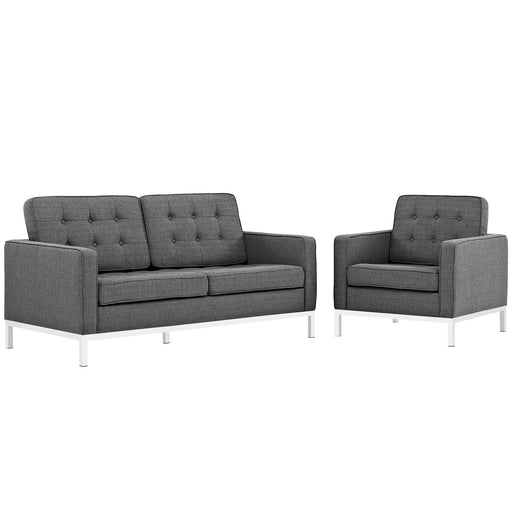 Loft Living Room Set Upholstered Fabric Set of 2 2442-DOSET