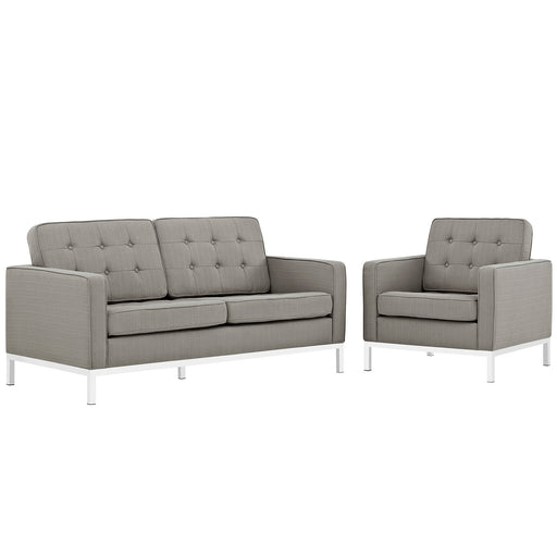 Loft Living Room Set Upholstered Fabric Set of 2 2442-GRA-SET