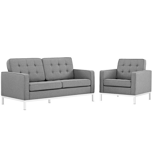 Loft Living Room Set Upholstered Fabric Set of 2 2442-LGR-SET