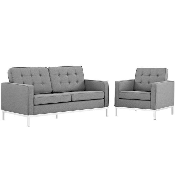 Loft Living Room Set Upholstered Fabric Set of 2 2442-LGSET