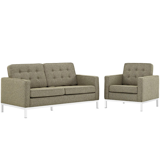 Loft Living Room Set Upholstered Fabric Set of 2 2442-OAT-SET