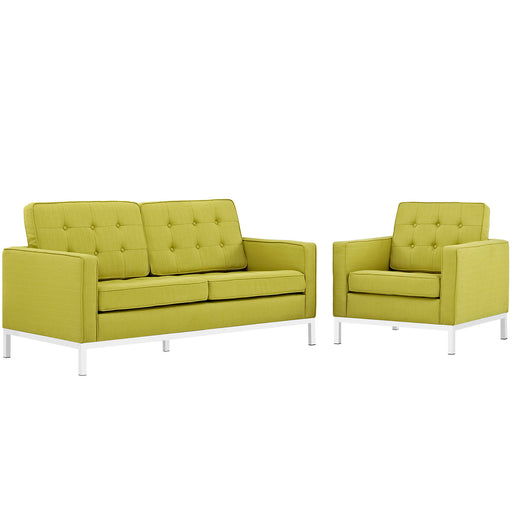 Loft Living Room Set Upholstered Fabric Set of 2 2442-WHE-SET