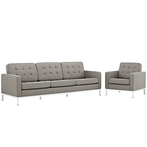 Loft Living Room Set Upholstered Fabric Set of 2 2443-GRA-SET