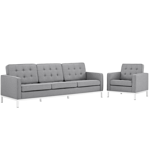 Loft Living Room Set Upholstered Fabric Set of 2 2443-LGSET